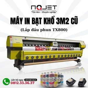 Máy in bạt khổ 3m2 cũ lắp đầu phun TX800 - In đa năng: Bạt hiflex, decal, PP