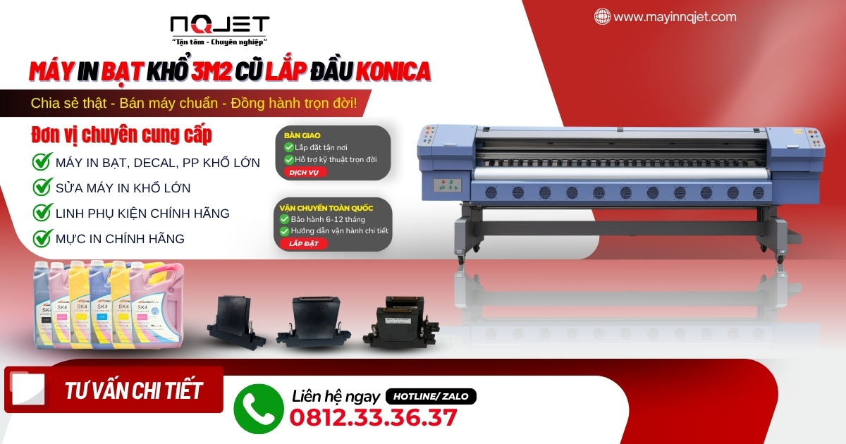 Máy in bạt khổ 3m2 cũ lắp đầu Konica 512i