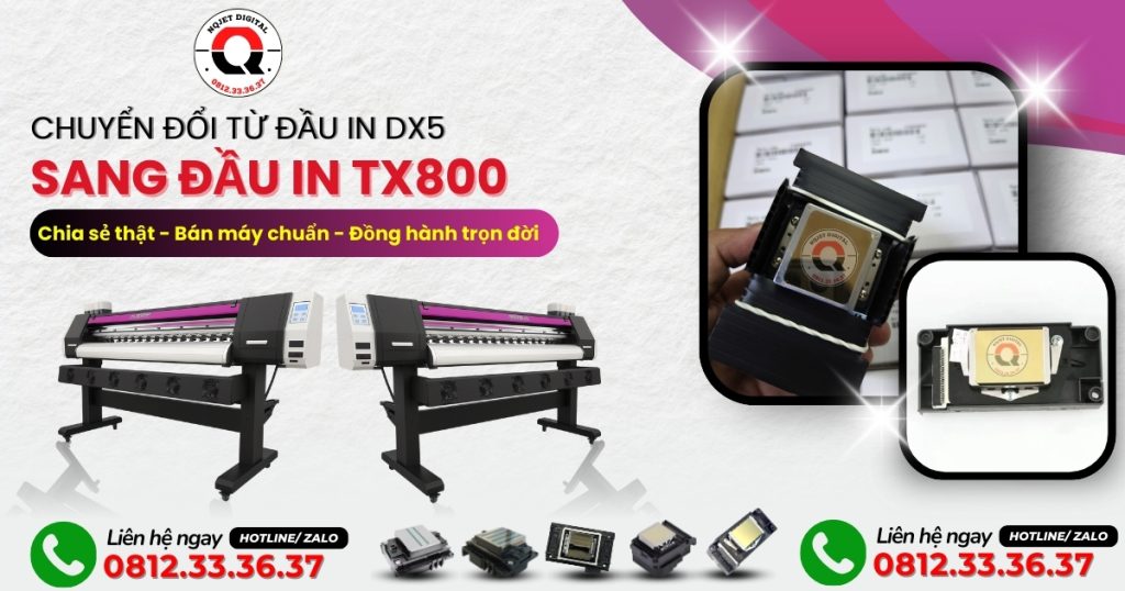 Máy in Xkeda 1m6 chuyển đổi từ đầu DX5 xuống đầu TX800 có được không? Máy in Xkeda 1m6 chuyển đổi từ đầu DX5 xuống đầu TX800 có được không?