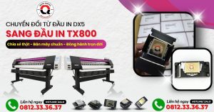 Máy in Xkeda 1m6 chuyển đổi từ đầu DX5 xuống đầu TX800 có được không?
