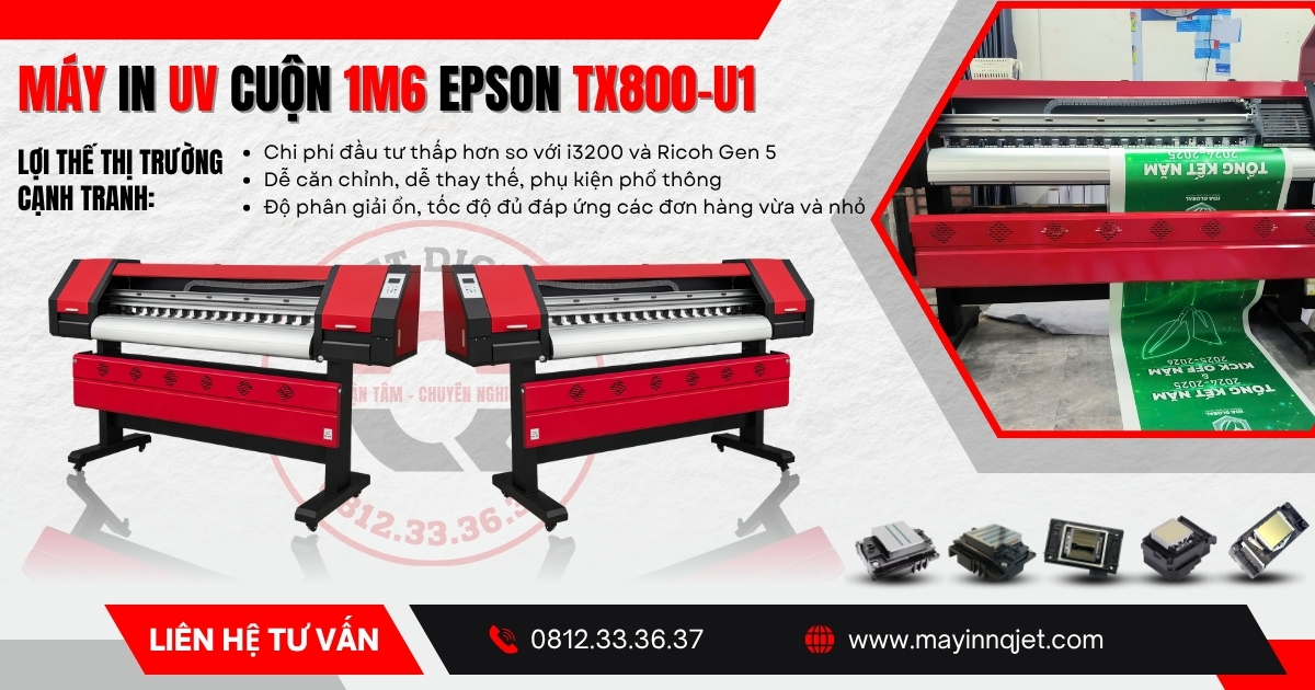 Máy in UV cuộn 1m6 đầu phun TX800-U1